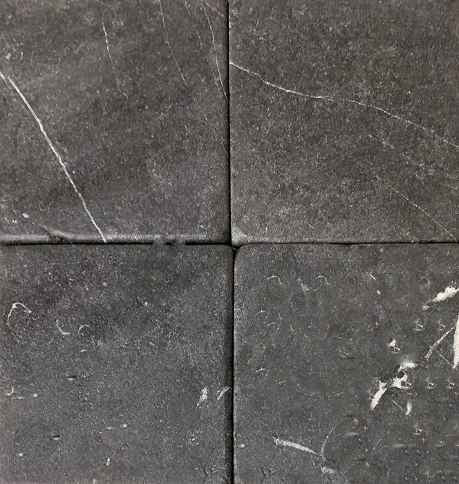 Full Tile Sample - Negro Marquina Marble Tile - 18" x 18" x 1/2" Tumbled