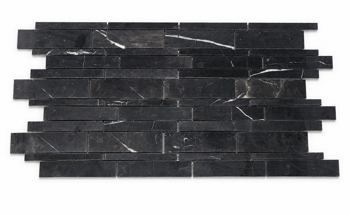 Nero Marquina Polished Marble Mosaic - 12" x 12" x 3/8"