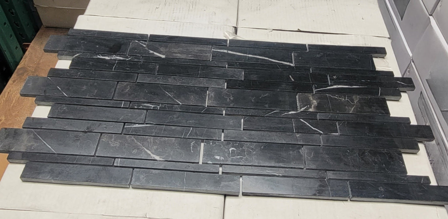 Nero Marquina Polished Marble Mosaic - 12" x 12"