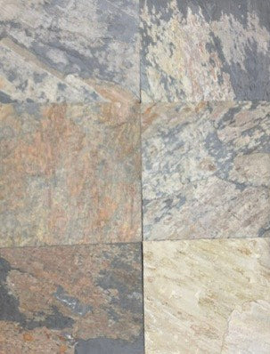New Rich Autumn Natural Cleft Face, Gauged Back Slate Tile - 12" x 12" x 3/8" - 1/2"