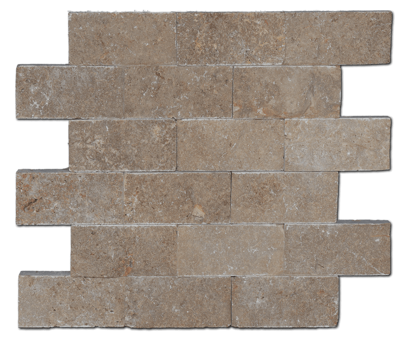 Noce Honed Travertine Mosaic - 2" x 4" Brick x 3/8"
