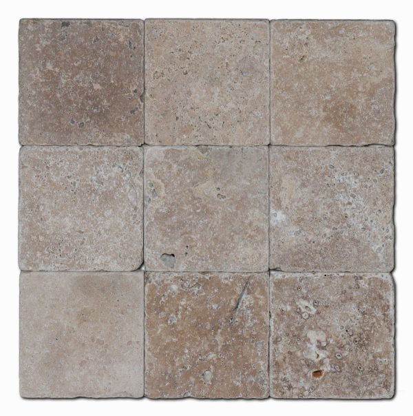 Noce Antique Travertine Tile - 4" x 4"