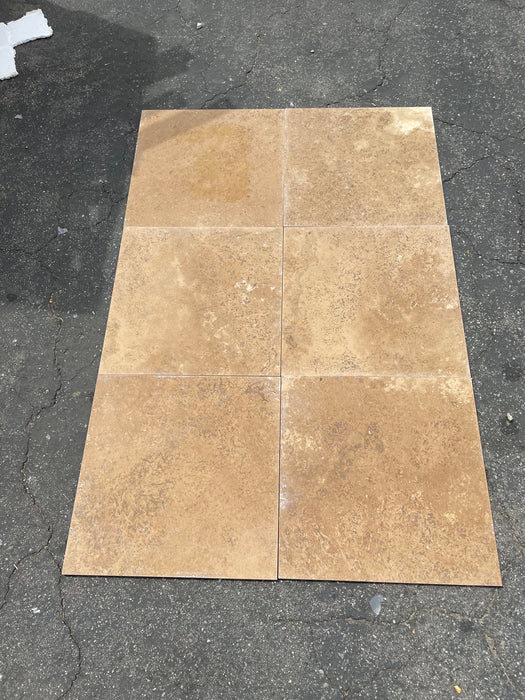 Filled & Honed Noce Cross Cut Travertine Tile - 18" x 18" x 1/2"