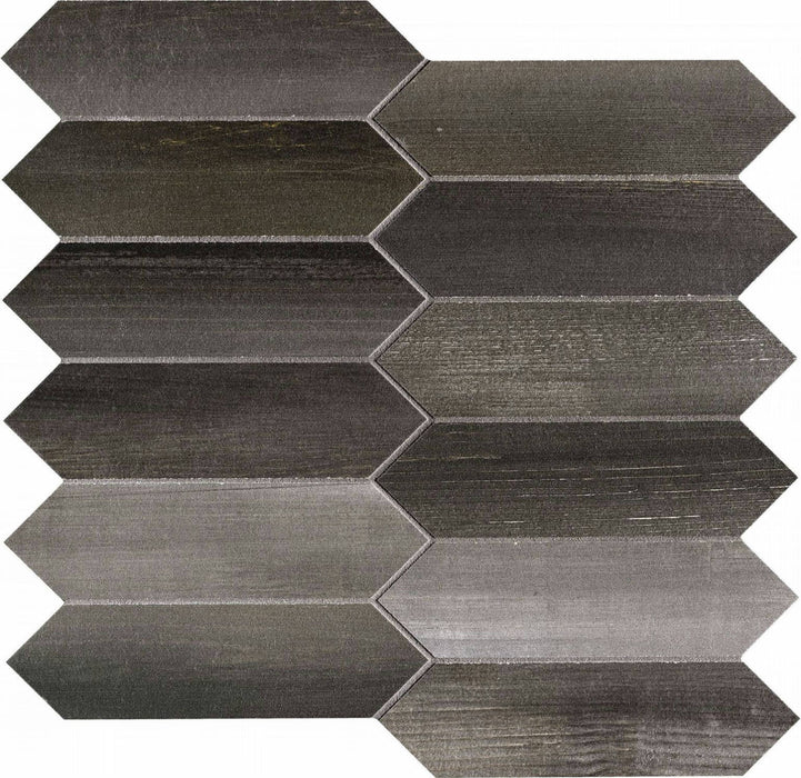 Full Sheet Sample - Nori Nero Losanga Porcelain Mosaic - 12" x 12.5" x 10 MM Matte