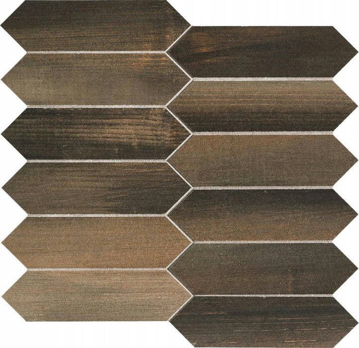 Full Sheet Sample - Nori Rosso Losanga Porcelain Mosaic - 12" x 12.5" x 10 MM Matte