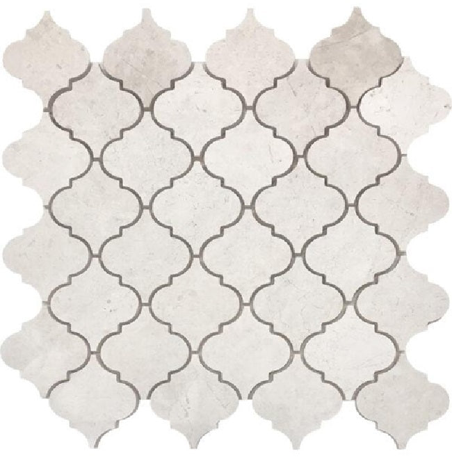Full Sheet Sample - Hybrid Nova Waterjet Design Arabesque Marble Mosaic - 11.50" x 12" Stone