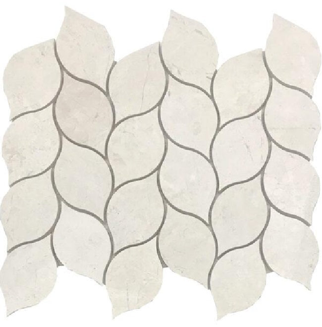 Full Sheet Sample - Hybrid Nova Waterjet Design Leaf Marble Mosaic - 10.50" x 12" Stone