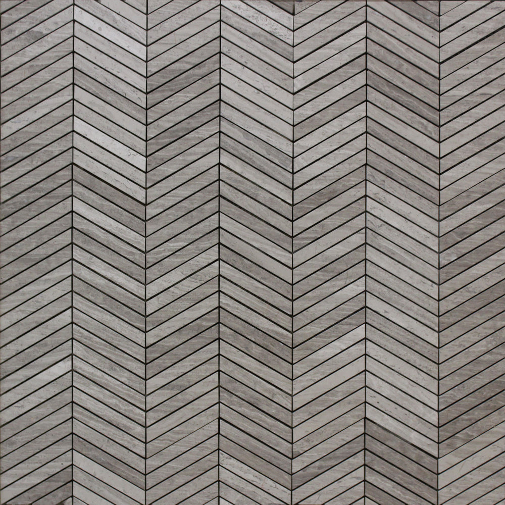 Nublado Light Marble Mosaic - Chevron Honed