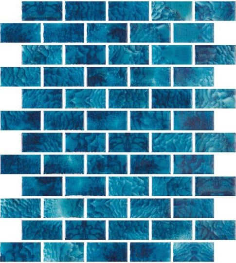 Aquatica Vanguard Arrecife Blue Glass Mosaic - 1" x 2" Brick