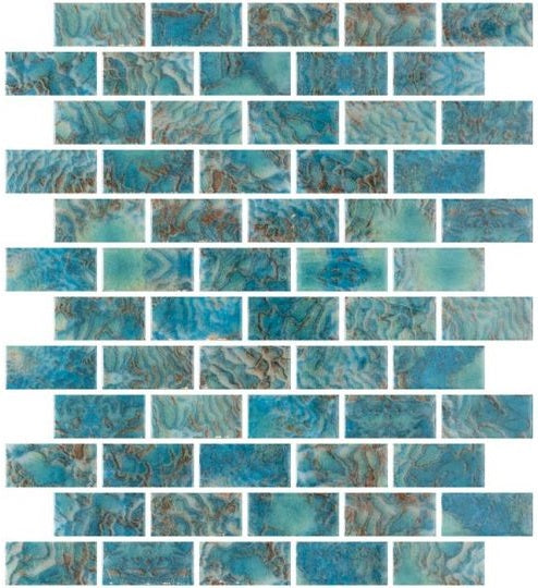 Aquatica Vanguard Arrecife Green Glass Mosaic - 1" x 2" Brick