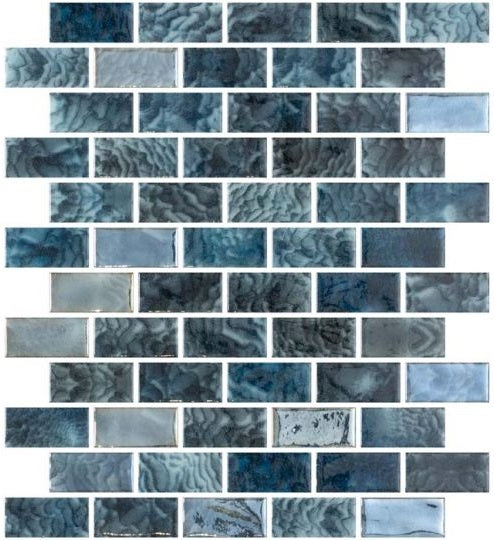 Aquatica Vanguard Arrecife Grey Glass Mosaic - 1" x 2" Brick