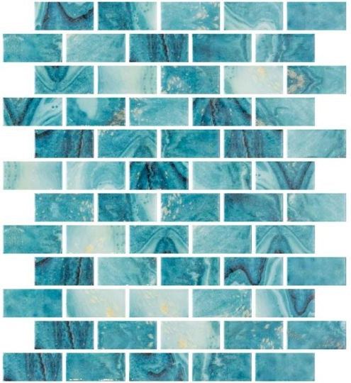 Aquatica Vanguard Forest Aqua Glass Mosaic - 1" x 2" Brick