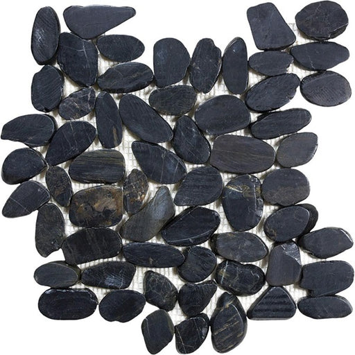 Full Sheet Sample - Aquatica Ocean Stone Sliced Black Pebble Natural Stone Mosaic - 11.75" x 11.75" x 10 MM Matte