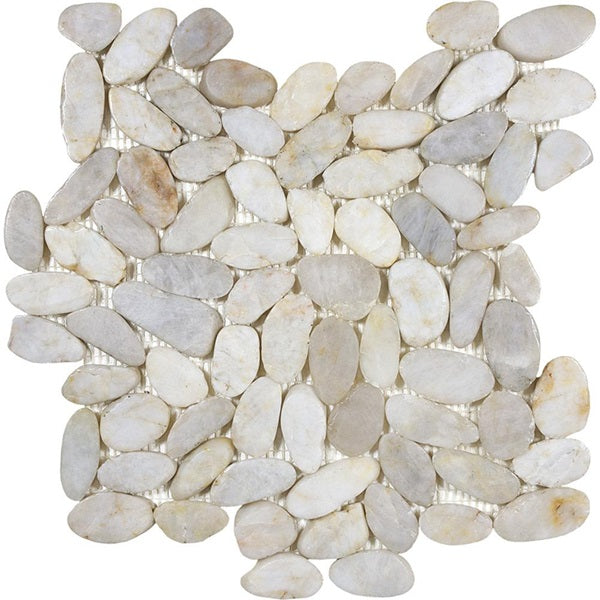 Full Sheet Sample - Aquatica Ocean Stone Sliced Ivory Pebble Natural Stone Mosaic - 11.75" x 11.75" x 10 MM Matte