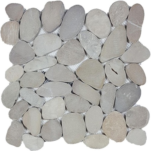 Full Sheet Sample - Aquatica Ocean Stone Sliced Tan Pebble Natural Stone Mosaic - 11" x 11" x 10 MM Matte
