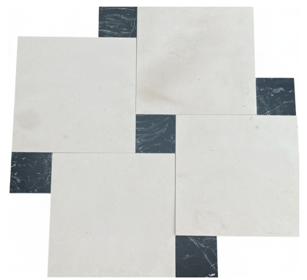 Olvia Affinata Shellstone with Black Marble Tile Polished 1