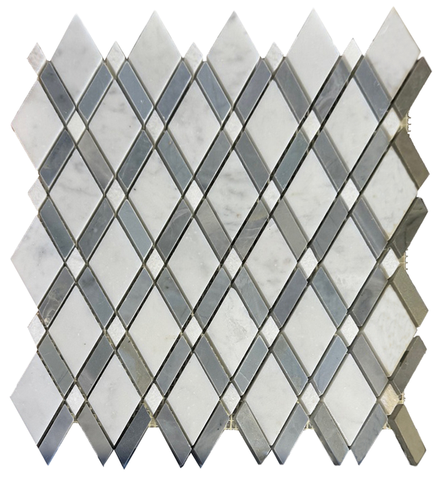 Oriental White Marble Mosaic - Lattice with Gray & Thassos White