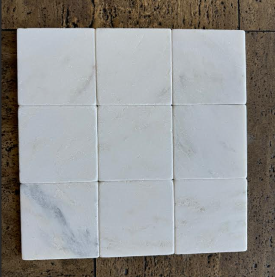 Oriental White Marble Tile - 4" x 4" x 3/8" Tumbled
