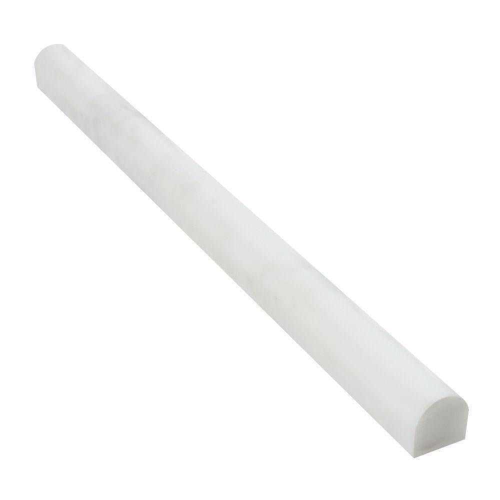 Full Liner Sample - Oriental White Marble Bullnose Liner - 3/4" x 12" x 3/4" Honed