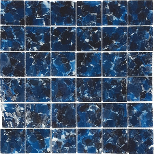 Full Sheet Sample - Aquatica Flower Oxford Glass Mosaic - 2" x 2" x 8 MM Glossy