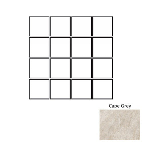 Full Sheet Sample - Oyster Cape Grey Porcelain Mosaic - 3" x 3" x 9.5 MM Matte