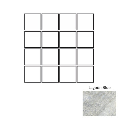 Full Sheet Sample - Oyster Lagoon Blue Porcelain Mosaic - 3" x 3" x 9.5 MM Matte