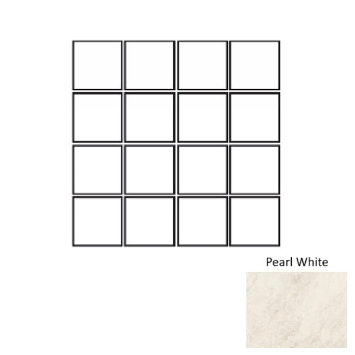 Full Sheet Sample - Oyster Pearl White Porcelain Mosaic - 3" x 3" x 9.5 MM Matte