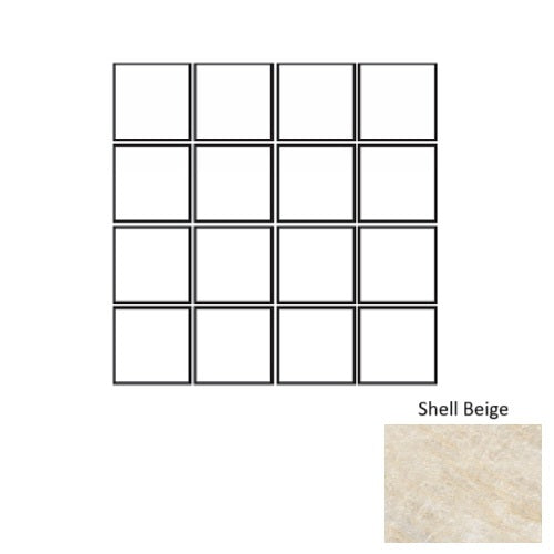Full Sheet Sample - Oyster Shell Beige Porcelain Mosaic - 3" x 3" x 9.5 MM Matte