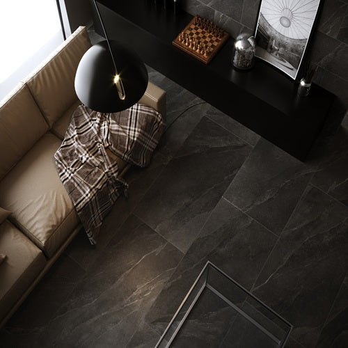 Pietra Ligure Porcelain Anthracite PL03 Tile Natural 3