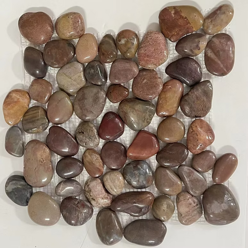 Pebble Red Cranberry Interlocking Round Mosaic Polished 1