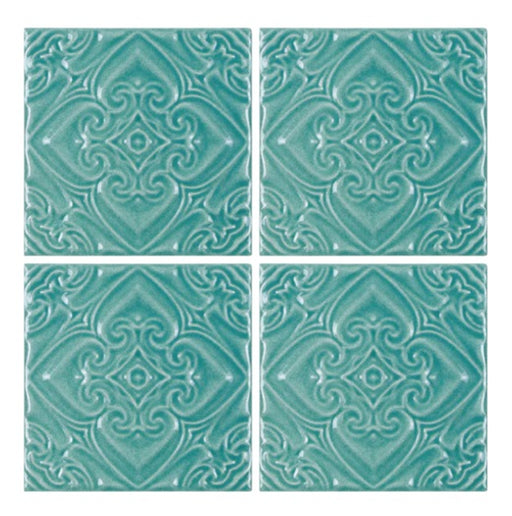 Melange Porcelain Pacifico Aqua Deco Green TONMELA Tile Semi Gloss 1