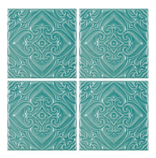 Melange Porcelain Pacifico Aqua Deco Green TONMELA Tile Semi Gloss 1