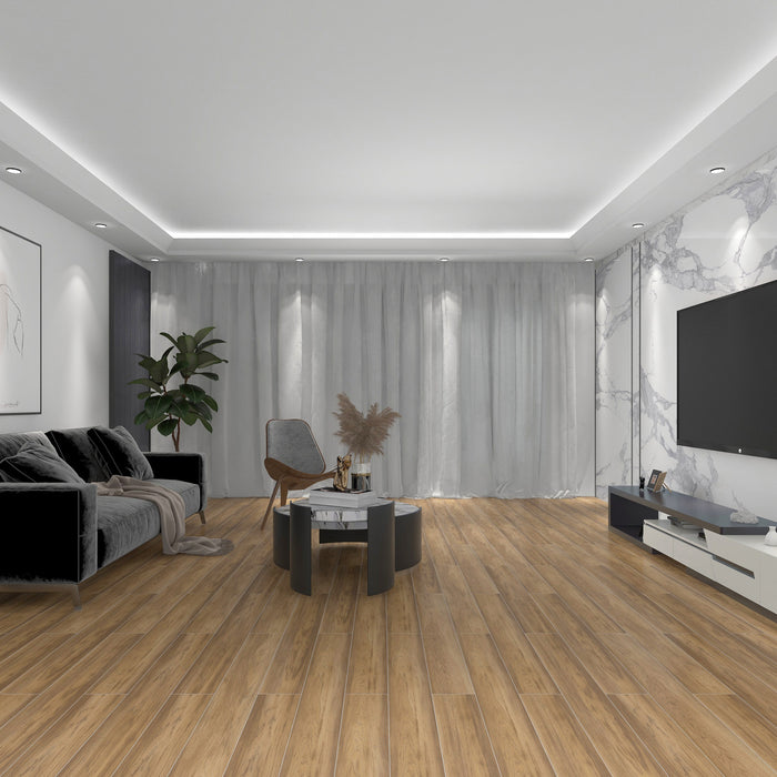 Panoramic Vinyl Carmel Hickory Vinyl Plank Textured 2