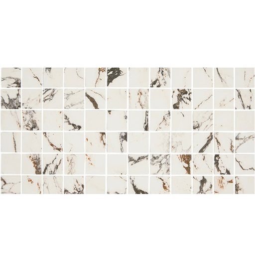 Panoramic Duet Calacatta Aries Straight Joint Ceramic Mosaic - 2" x 2"