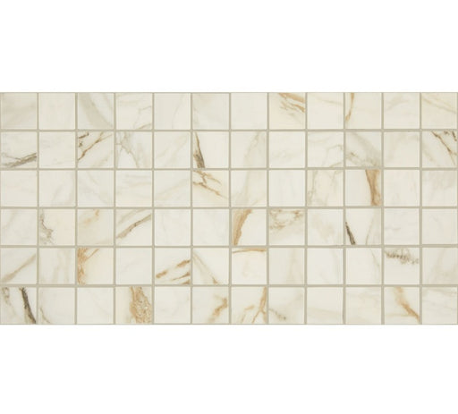 Panoramic Duet Calacatta Topaz Straight Joint Ceramic Mosaic - 2" x 2"