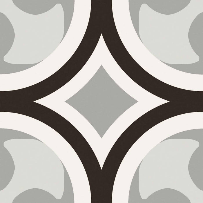 Full Tile Sample - Patchwork Black and White 01 (New) Porcelain Tile - 8" x 8" Matte