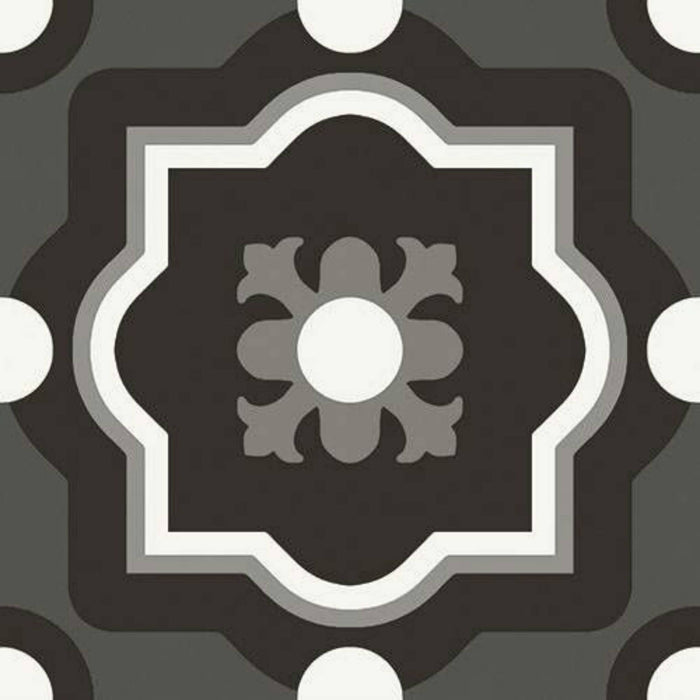 Full Tile Sample - Patchwork Black and White 04 (New) Porcelain Tile - 8" x 8" Matte