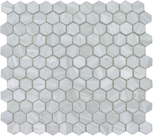 Full Sheet Sample - Aquatica Aurora Pearl Deco Hexagon Glass Mosaic - 10.75" x 11.25" Glossy