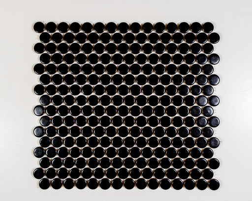 Penny Round Black 19MM Porcelain Mosaic Black Tile Matte 1