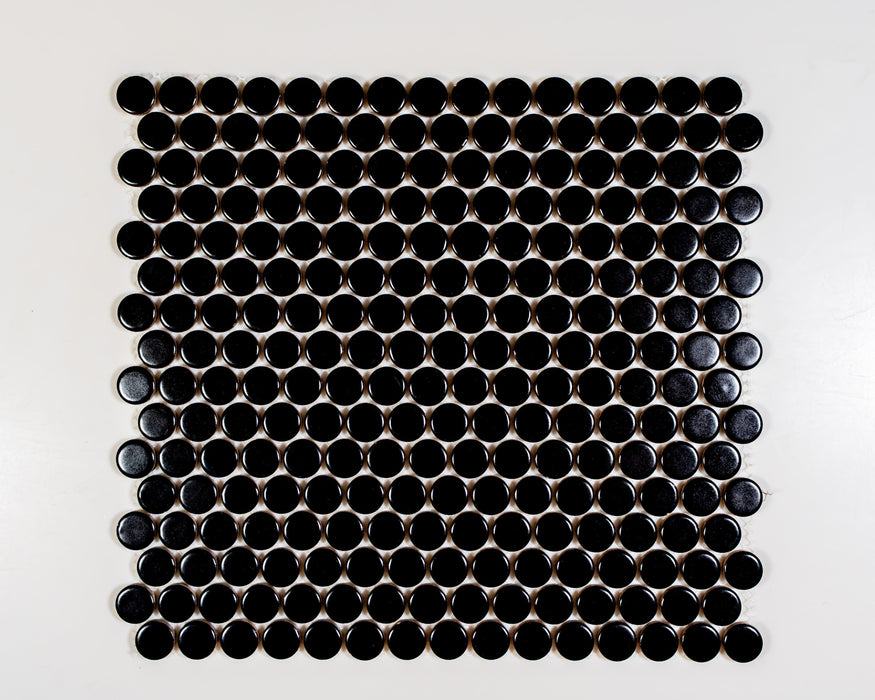 Penny Round Black 19MM Porcelain Mosaic Black Tile Matte 1