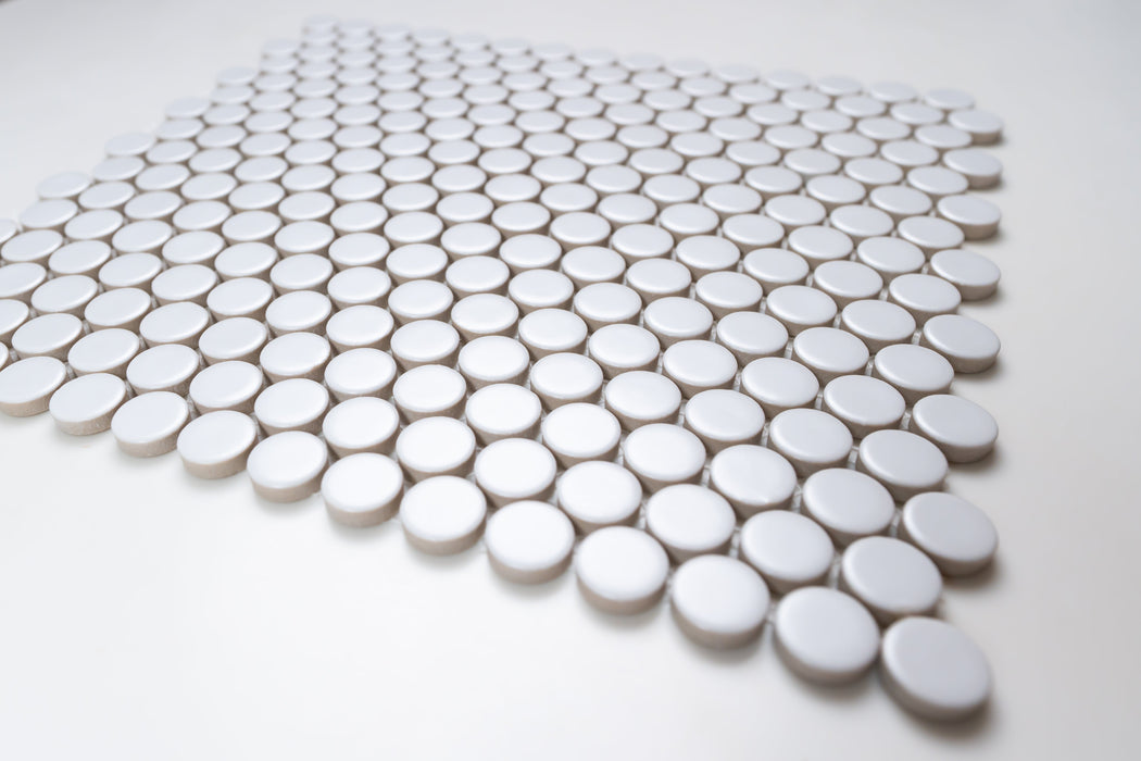 Penny Round White 19MM Porcelain Mosaic White Tile Matte 2