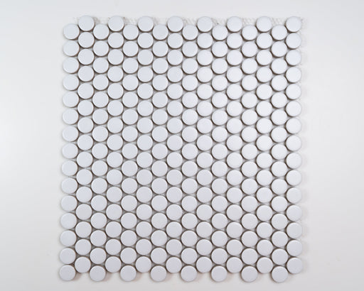 Penny Round White 19MM Porcelain Mosaic White Tile Matte 1