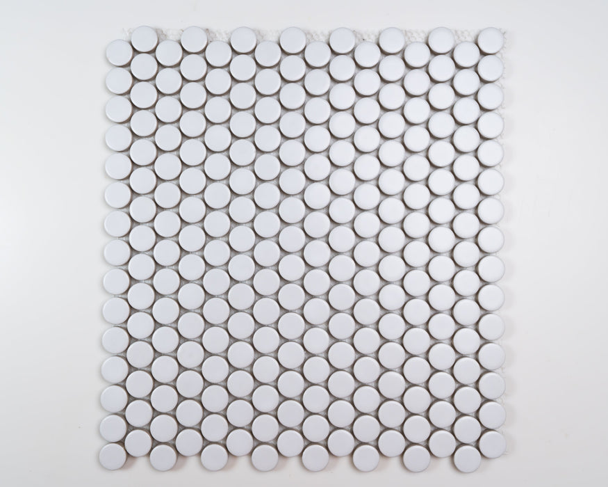 Penny Round White 19MM Porcelain Mosaic White Tile Matte 1