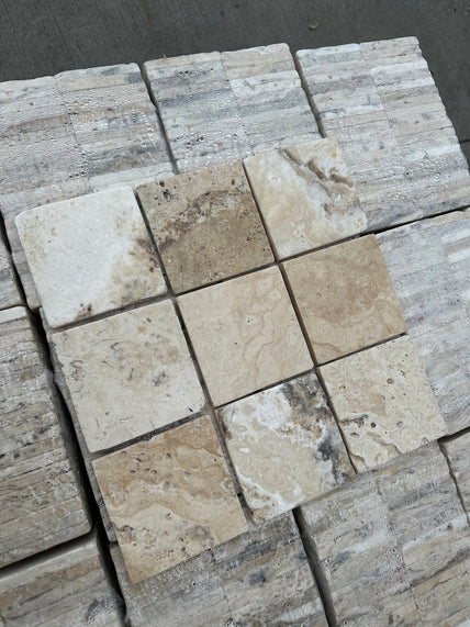 Philadelphia Travertine Tile - 6" x 6" x 3/8" Tumbled