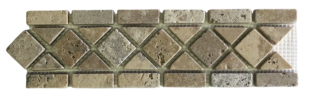 Full Border Sample - Philly Scabos Travertine Classic Border - 3" x 12" x 3/8" Tumbled
