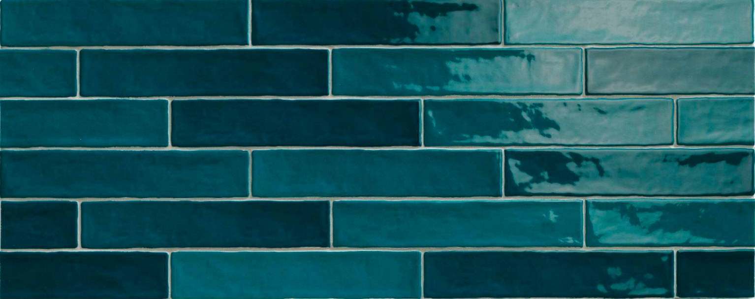 Full Tile Sample - Piastrella Turchese Ceramic Tile - 2" x 10" Glossy