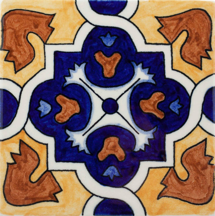 Full Tile Sample - Provincial Alhambra Deco Porcelain Tile - 6" x 6" x 11.5 MM Glossy
