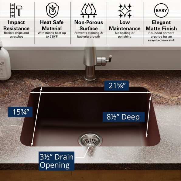 Quartz Composite Brown Kitchen Sink Matte 5