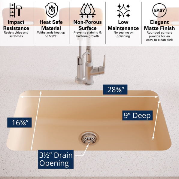 Quartz Composite Bisque Kitchen Sink Matte 5