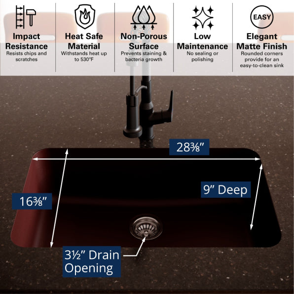 Quartz Composite Brown Kitchen Sink Matte 5
